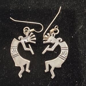 Southwestern Sterling Kokopeli Dancer Earrings